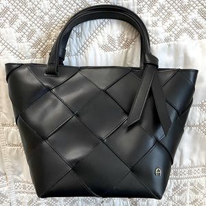 Etienne Aigner Black Ella Satchel Woven bag